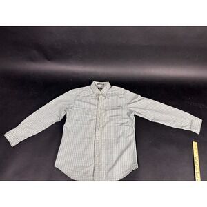 Eddie Bauer Shirt Mens Med Green Blue Gingham Long Sleeve Button-Down